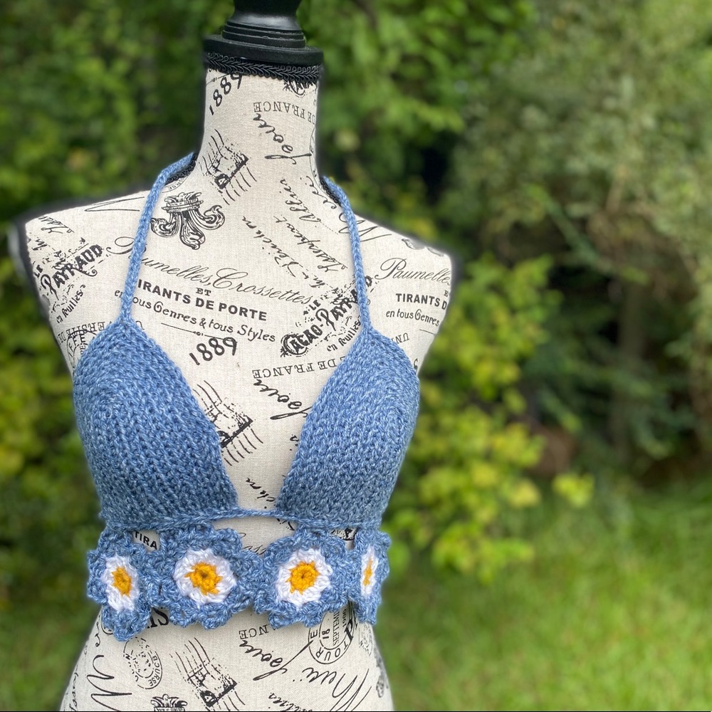Boho crochet flower bralette
